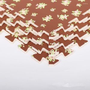 Alfombras 12''X12''Soft EVA Foam Puzzle Play Mat Interlock Floor Crawling Pad 30mX30cm Espesor 1 cm Estampado de flores de café 30 cm x 30 cm