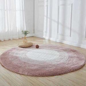 Tapis 120 cm Grand Tapis Rond Simple Et Élégant Tapis De Salon Chambre Tapis Rose Décoration De La Maison Accessoires Dégradé De Couleur Rose Tapis R230717