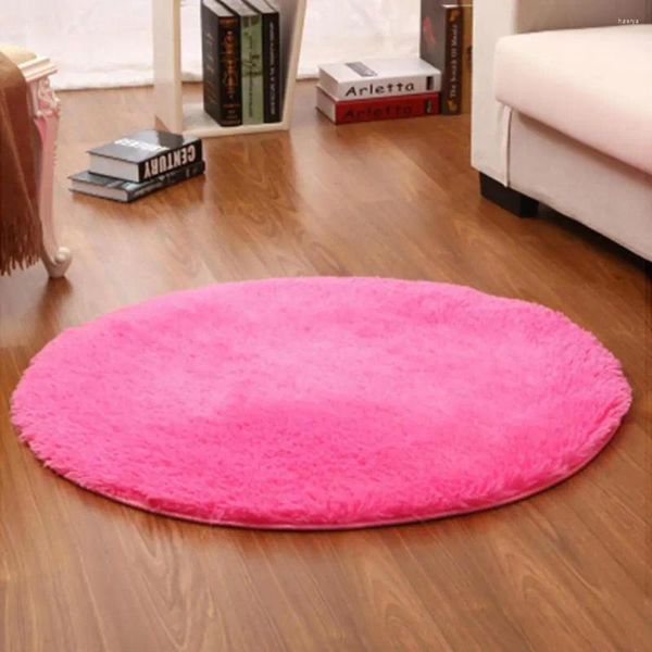 Alfombras 120 cm Ronda Fluffy Soft Rug Antideslizante Piso Mat Alfombra Cojín Dormitorio Decoración