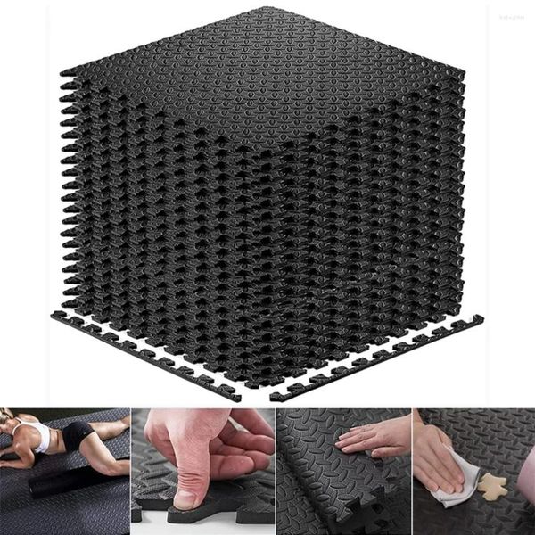 Carpets 12pcs 30 30cm Protection sportive Gym de gym de gym Eva Leaf Grain Floor Mats Yoga Fitness Fitness Tapis d'épissage sans glissement épaissis