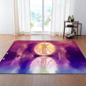 Alfombras de 147x203CM para sala de estar, alfombrilla suave con cielo estrellado y luna para decoración de dormitorio, juego de estudio, alfombras