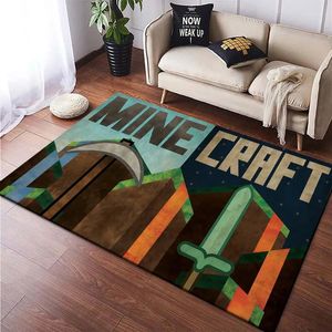 Tapijten 15 maten 3D Game Mine-Craft bedrukt tapijt Mozaïekpatroon Tapijt Aanpassen Gamer Room Decor Slaapkamer Vloerkussen Woonkamer Deurkussen 230928