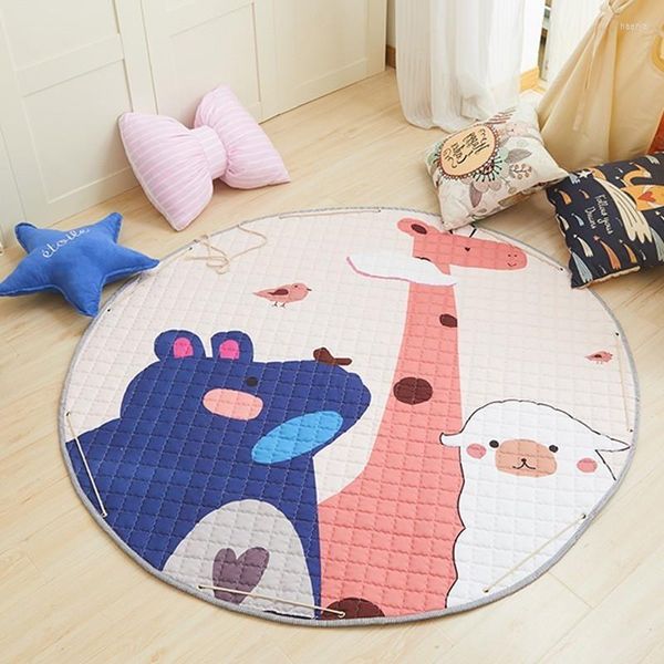 Tapis 150 cm Animal bébé tapis de jeu rond enfants tapis jouets enfants tapis coton développement tapis Puzzle sac de rangement jouet