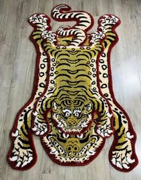 Tapis 150x90cm maison forme animale tapis créatif à la main motif de tigre canapé tapis Tapete nordique salon tapis de sol anti-dérapant tapis 231218