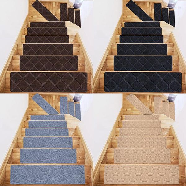 Alfombras 1 unid 76x20.3 cm Inicio suave autoadhesivo escalera estera alfombra protector alfombra antideslizante variedad patrón absorción de agua