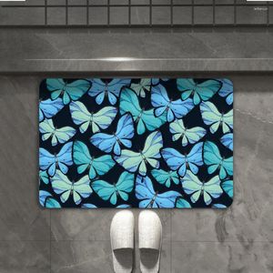 Tapis 1pc beaux papillons bleus tapis de sol absorbant pour le salon chambre de salle de bain entrée décoration de tapis sans glissement