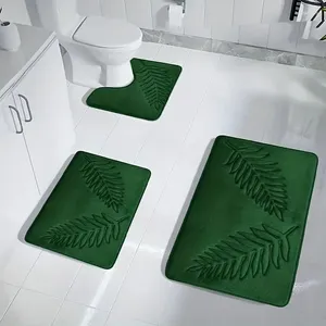 Tapis 1pc à motifs de feuilles à motifs de feuilles à motifs de feuilles avec une conception simple en relief adaptée à une utilisation comme toilettes absorbant l'eau dans la salle de bain