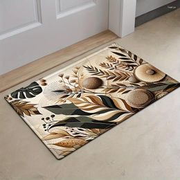 Carpets 1pc Tropical Leaf motif de porte de porte de porte de porte non glissée et absorbant tampon de bain lavable pour les fournitures de décoration de décoration pour le printemps cadeau de printemps