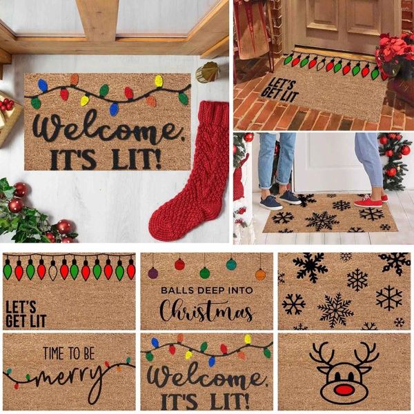 Carpets 1pcs décoration de Noël Ferme Dormat Happy Slip Indoor 1pc Mat de sol petit tapis doux tapis