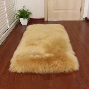 Alfombras 1 unids sala de estar engrosamiento alfombra de lana pura dormitorio alfombra de piso sofá cojín cojín ventana silla de piel de oveja al lado de redondo