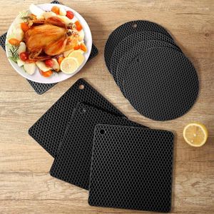 Alfombras 1 unids Silicone Honeycomb Placemat Mantel de mesa resistente al calor Redondo y cuadrado Tazón de olla de cocina antideslizante