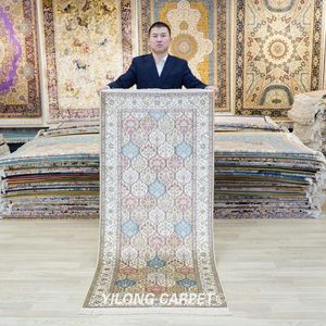 Carpets 2.5'x6 'Tabriz Silk Carpet Runner Runner Knotted Oriental Raping (HF003)