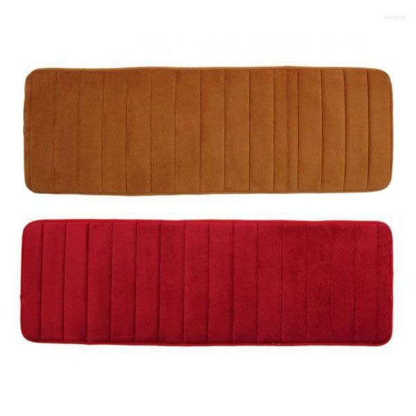 Tapis 2 Pcs 120X40cm Absorbant Antidérapant Mousse À Mémoire Cuisine Chambre Porte Tapis De Sol Tapis Tapis Kaki Date-Rouge