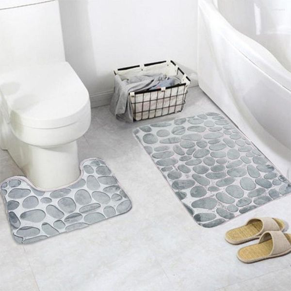 Tapis 2 pièces bain flanelle tapis Kit 3D décor à la maison tapis salle de bain antidérapant tapis ensemble toilette porte D30