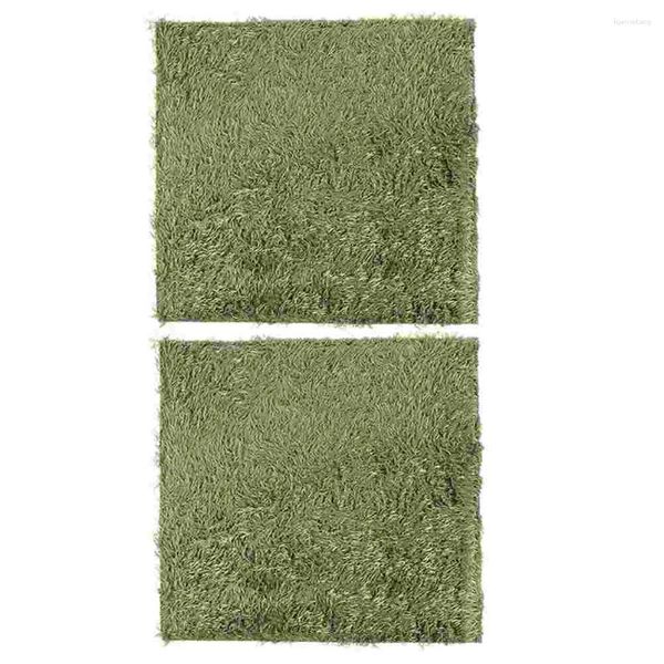 Alfombras 2 PCS Escalada Mascota Césped falso Musgo simulado Césped artificial Azulejos de cerámica Esteras absorbentes Algodón Reptil Grueso