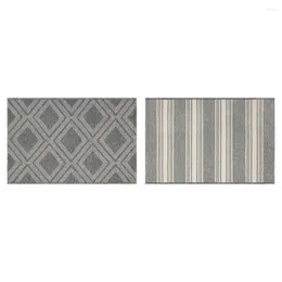 Carpets 2 'x 3' rayures en diamant gris