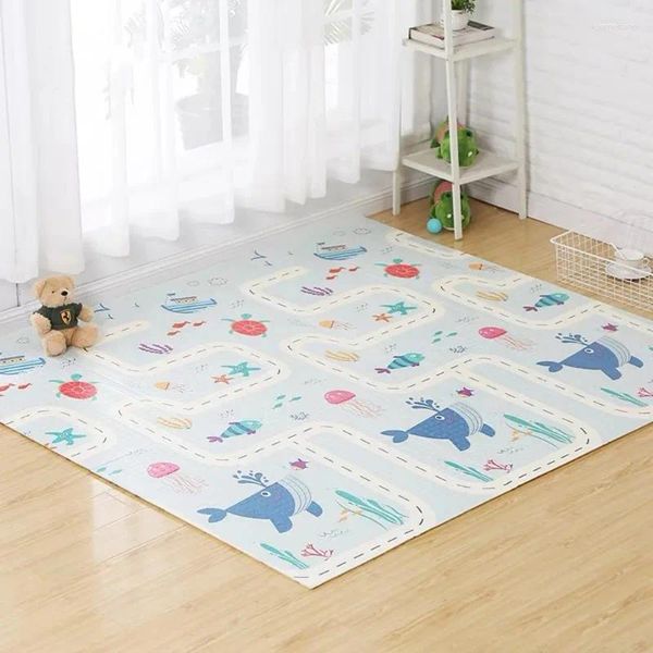 Alfombras 200 180 1 cm Mat de juego de bebés reversible Rataje de doble cara plegable Impermeabilizante Piso suave de piso suave de los niños bebés