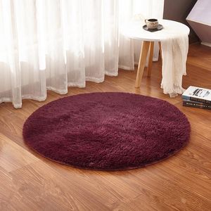 Tapis 2022 Super doux rond tapis de soie tapis de chevet salon chambre Rectangle couverture diamètre 200cm tapis de Yoga