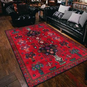 Tapis 2023 Afghan géométrique exotique Style ethnique rouge foncé grand noir salon chambre tapis chevet tapis de sol 160 230cm