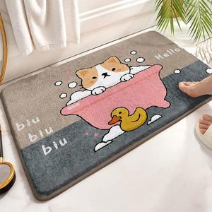 Carpets 2024 Room Iving Mat Salle de bain Anti-Skid Absorbant Floor Cartoon Grey