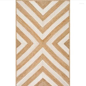 Tapijten 240x300cm grote tapijt jute loper gevlochten handgemaakte omkeerbaar tapijt rustieke moderne vloerkleden voor woonkamer huis
