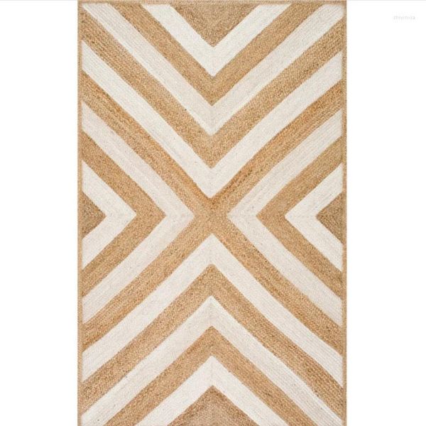 Tapis 240x300cm Grand Tapis Jute Coureur Tressé À La Main Réversible Tapis Rustique Moderne Tapis Pour Salon Maison