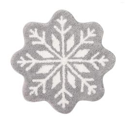 Alfombras de 26 pulgadas navideña alfombra de copo de nieve tapete de bienvenida de bienvenida no slip ronda dound para años en casa decoración