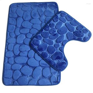 Tapis 2 pièces salle de bain tapis antidérapant ensemble tapis de sol en peluche doux antidérapant porte tapis pierre toilette tapis absorbant l'eau