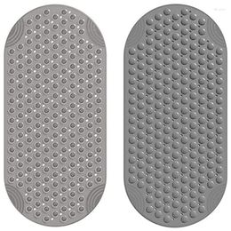 Tapis 2 pièces tapis de baignoire tapis de sol de douche antidérapant pour salle de bain baignoire lavable ventouse 16x35 pouces gris clair