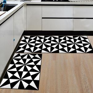 Tapis 2 pièces/ensemble tapis de sol en flanelle noir et blanc pour cuisine anti-dérapant enfants chambre tapis entrée/couloir tapis