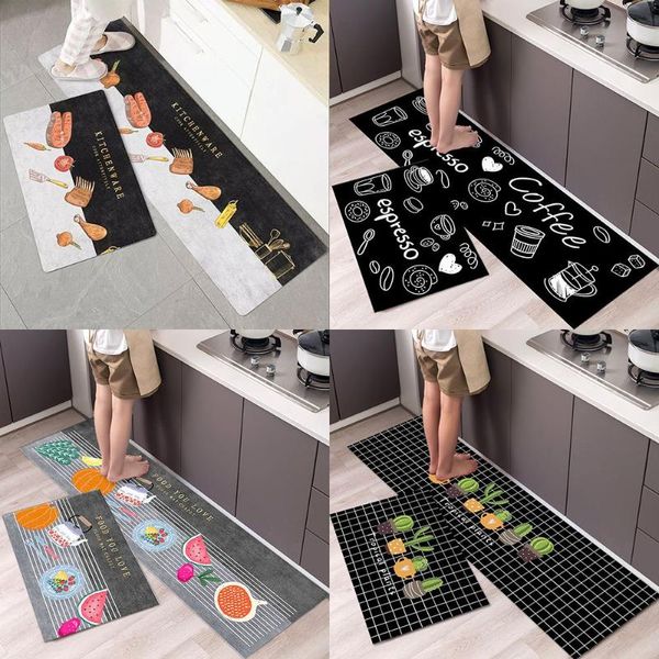 Tapis 2 pièces/ensemble dessin animé antidérapant long tapis de cuisine tapis nordique tapis de sol lavable salle de bain entrée paillasson décor à la maison