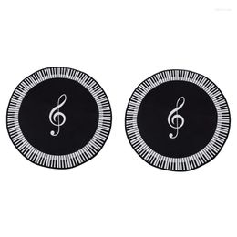 Tapijten 2x tapijtmuziek Symbool Piano Key Zwart Wit Ronde Ronde niet-slip Home Slaapkamer Mat Vloer Decoratie