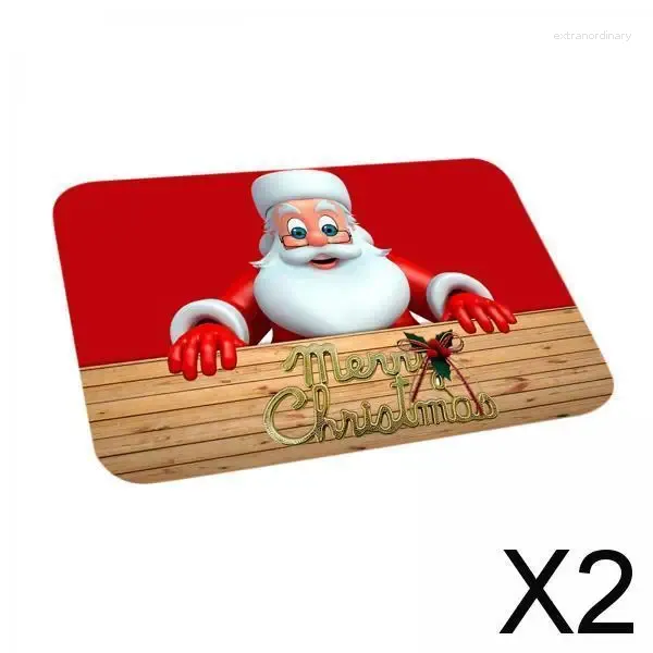 Tapis 2x tapis de sol de sol de salle de bain de Noël pour baignoire de fête de vacances