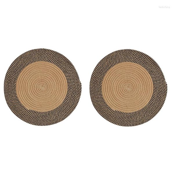 Alfombras 2x estilo japonés de alfombra tejida yute de piso redondeo alfombrillas de mesa de mesa simples alfombras de sala de estar de dormitorio