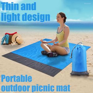 Tapis 2x2.1m/1.4x2m poche couverture de plage imperméable à l'eau sable tapis de sable Portable pliant Camping tapis extérieur léger pique-nique