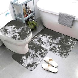 Tapis 3 pièces tapis de bain ensemble salle de bain tapis tapis tapis de toilette écologique anti-dérapant absorbant marbre Texture décoration de la maison porte repose-pieds