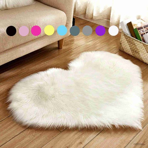 Tapis 30x40cm Shaggy Tapis Amour Coeur Tapis Fourrure En Peau De Mouton Poilu Tapis Chambre Salon Décor Doux Shaggy Tapis