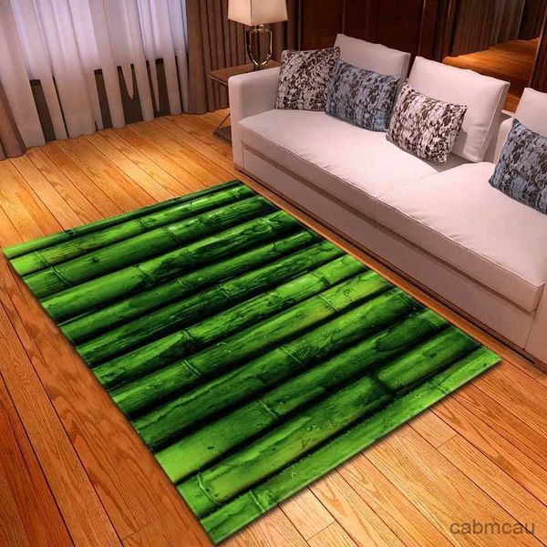 Alfombras 3D Bambú Impreso Alfombra Entrada Pasillo Puerta Mat Antideslizante Dormitorio Cocina Baño Piso Mat Sala de estar Alfombra Decoración del hogar