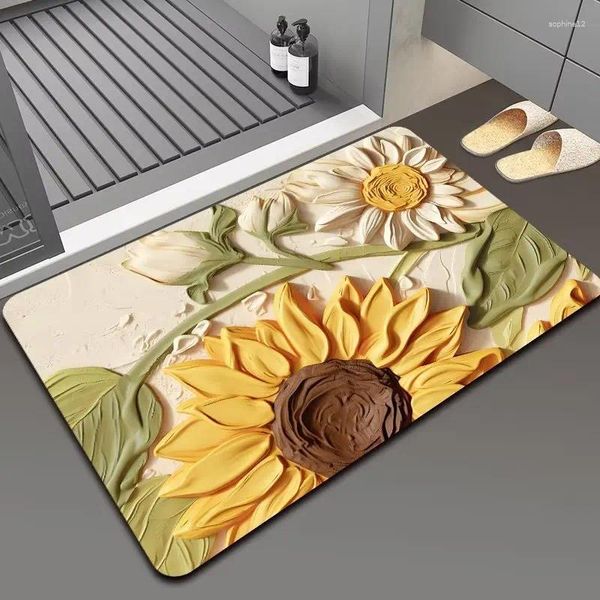 Tapis 3D Salle de bain Dressing Entrée Tapis de porte absorbant l'eau