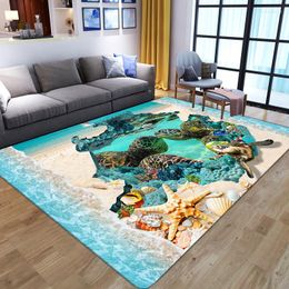 Tapijten 3D Mooi strand tapijt zacht flanel anti-slip kinderen slaapkamer tapijten kind spelen vloer mat huis decoratie woonkamer