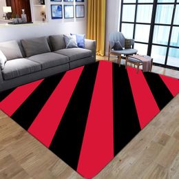 Carpets 3d Black / Red Striped Livred Room Carpet Geometric Printing chambre à coucher grande zone moderne Décoration de maison DT58