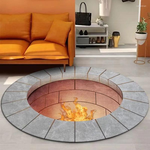 Tapis 3D Tapis Circulaire Coussin Créatif Maison Stéréo Vision Chambre Salon Canapé Couverture Tapis