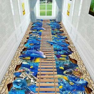 Tapis 3D Tapis Couloir long tapis couloir tapis allée tapis de sol allée long porche salon ménage poisson fleur tapis R230725