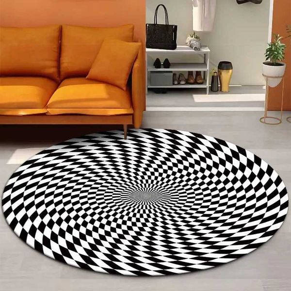 Carpets 3d circulaire créatif tapis maison stéréo vision de chambre à coucher de chambre à coucher salon table basse basse