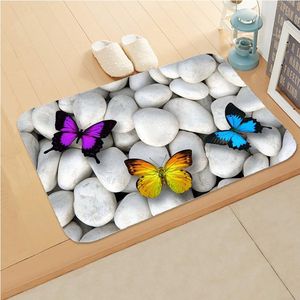 Tapijten 3D kleursteen patroon slaapkamer anti-slip koraal fluweel zacht tapijt tapijt tapijt keuken badanging deur mat home decor deurmat