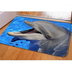 Coussin / Tapis d'oreiller décoratif 3D Cool Animal Dolphin Imprimer Tapis de sol pour salon Anti Slip Paillasson Porte Tapis d'entrée1