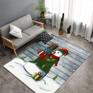 Tapijten 3D Creative Snowman Patroon groot voor woonkamer Slaapkamer Merry Christmas Soft Sponge badkamer keuken vloermat deurmat