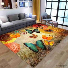 Tapis 3D fleur papillon tapis pour salon mignon imprimé tapis de sol chambre chevet canapé tapis anti-dérapant paillasson R230725