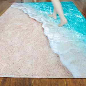 Tapis 3D pour salon grandes vagues plage enfants tapis bleu Kichen tapis de sol tapis moderne entrée maison salle de bain tapis 230905