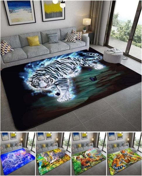 Tapis 3D léopard tigre Lion chat tapis antidérapants grand tapis pour salon tapis confortable sol doux chambre 8996618